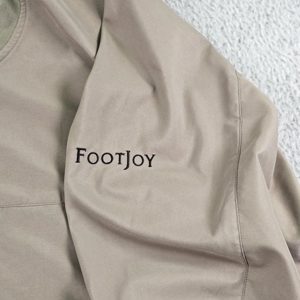 FootJoy Pullover Mens Large Tan V-Neck Golf Windbreaker Windshirt Jacket